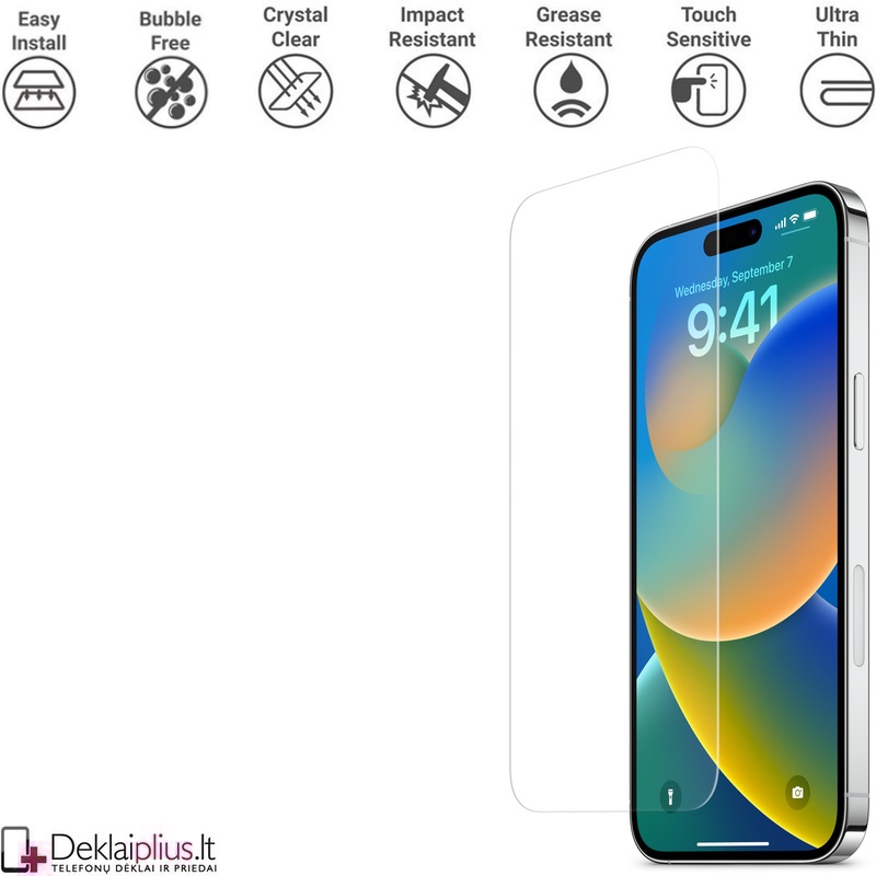 Telefono ekrano grūdintas stiklas (Apple Iphone 14 Pro) Telefono ekrano grūdintas stiklas (Apple Iphone 14 Pro)